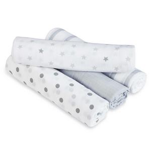 aden® by aden + anais® Dove Muslin 4-Pack swaddleplus® Blankets in Grey/White