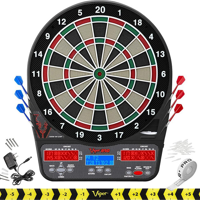 Viper 850 Electronic Dartboard, Ultra Bright Triple Score Display, 50 Games With 470 Scoring Variations, Regulation Size Target-Tested-Tough Segments Made From High Grade Nylon, Includes 6 Darts