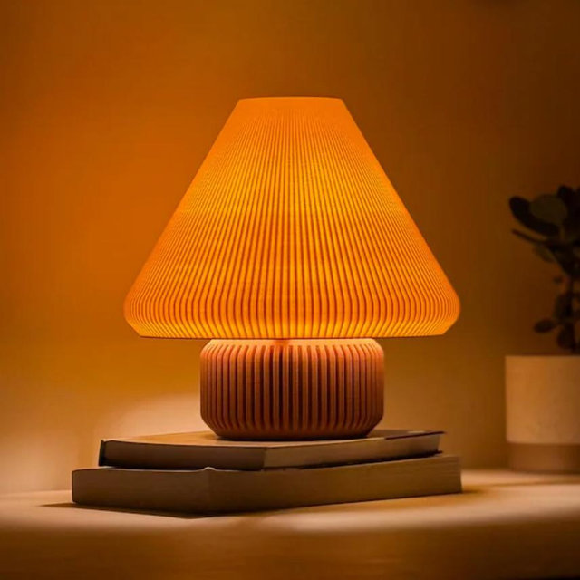 Minimalist Table Lamp with Warm Glow – Modern Bedside & Desk Lamp, Cozy Ambient Lighting, E26, E27 Bulb Holder - Light Khaki, Large (8.66 in)
