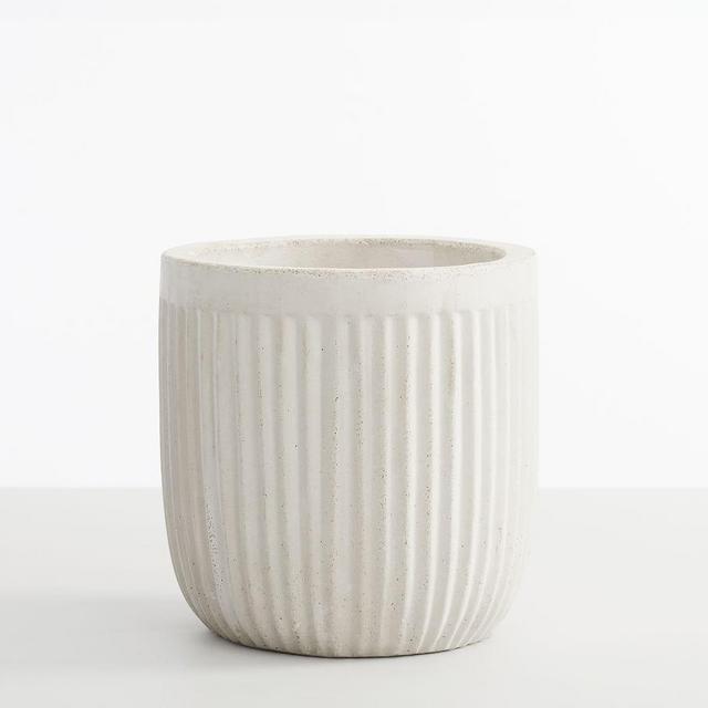 Concrete Fluted Medium Cachepot Chalk