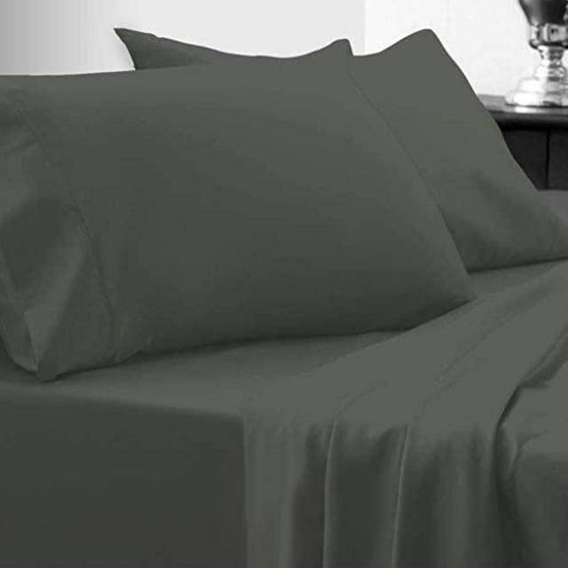 HOLY Sheets Luxury Bamboo Sheet Set - 6pcs - Super Soft - Breathable - Extra Deep Pockets - Color Resistant - Eco Friendly - Hypoallergenic - Antibacterial (Forest Green Grey, California King)