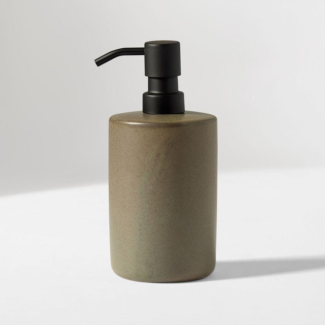 Speckled Ceramic Bath Accessories, Soap Pump, Gray