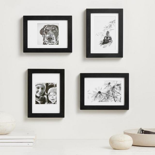 Wood Gallery Frames, Set of 4, 6"x8" Overall - Black