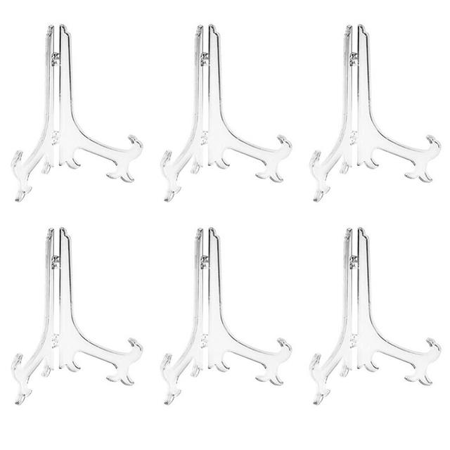 Artliving 9 Inch Clear Plastic Easels or Stand/Plate Holders to Display Pictures or Other Items at Weddings, Home Decoration, Birthdays, Tables (6 Pack)
