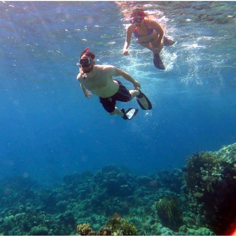 Maretie and Casper the Ghost snorkeling in the Red Sea