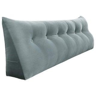 WOWMAX Bed Rest Wedge Bolster Back Support Reading Pillow Velvet Grey