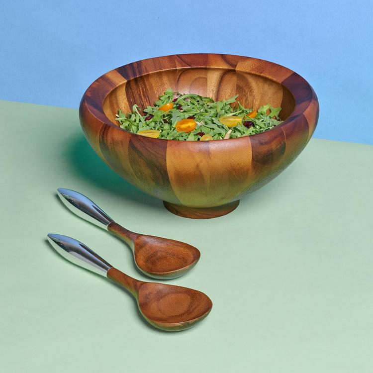 Nambé Yaro Salad Bowl with Servers