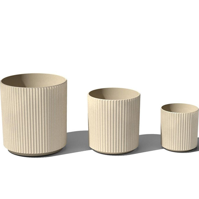 Veradek Demi Series Set of 3 Round Planters for Porch, Patio, Backyard | Durable Plastic-Concrete Material | Modern Décor for Tall Plants, Flower