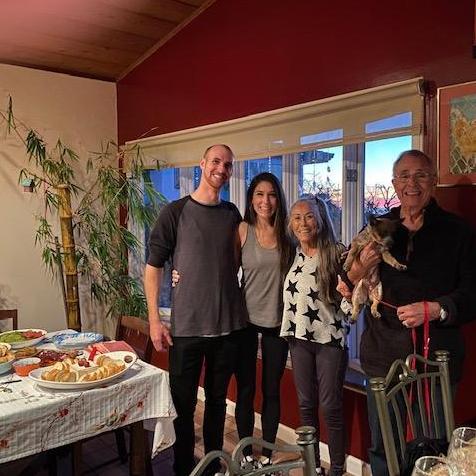 After the proposal, we were surprised with a beautiful French inspired dinner. Complete with champagne, wine, cheeses, crab, shrimp, and cake. Thank you Gran Angel and Grandpa Gilbert! This was great!
