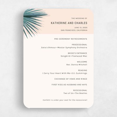 Green Rounded Wedding Program - Escape