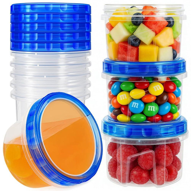 10 Pack 17oz Reusable Freezer Storage Containers with Twist Top Lids Airtight, Clear Plastic Food Storage Meal Prep Containers for Leftover Lunch Fruit Salad Snack, Small Soup Container Microwave Safe