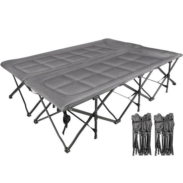 REDCAMP 2 Person Extra Wide Camping Cots for Adults 500lbs, 59''W Oversized Heavy Duty Tall Sleeping Cots, XXXL Cots Portable for Indoor Office Outdoor, Grey