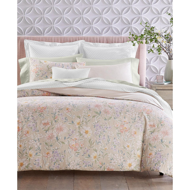 Charter Club Damask Designs Border Garden Duvet Cover Set, King, Created For Macy's