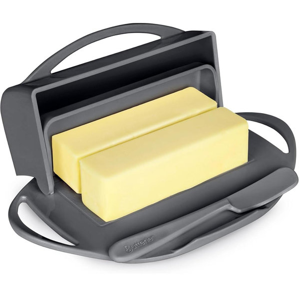 Butterie Flip-Top Butter Dish- Gray
