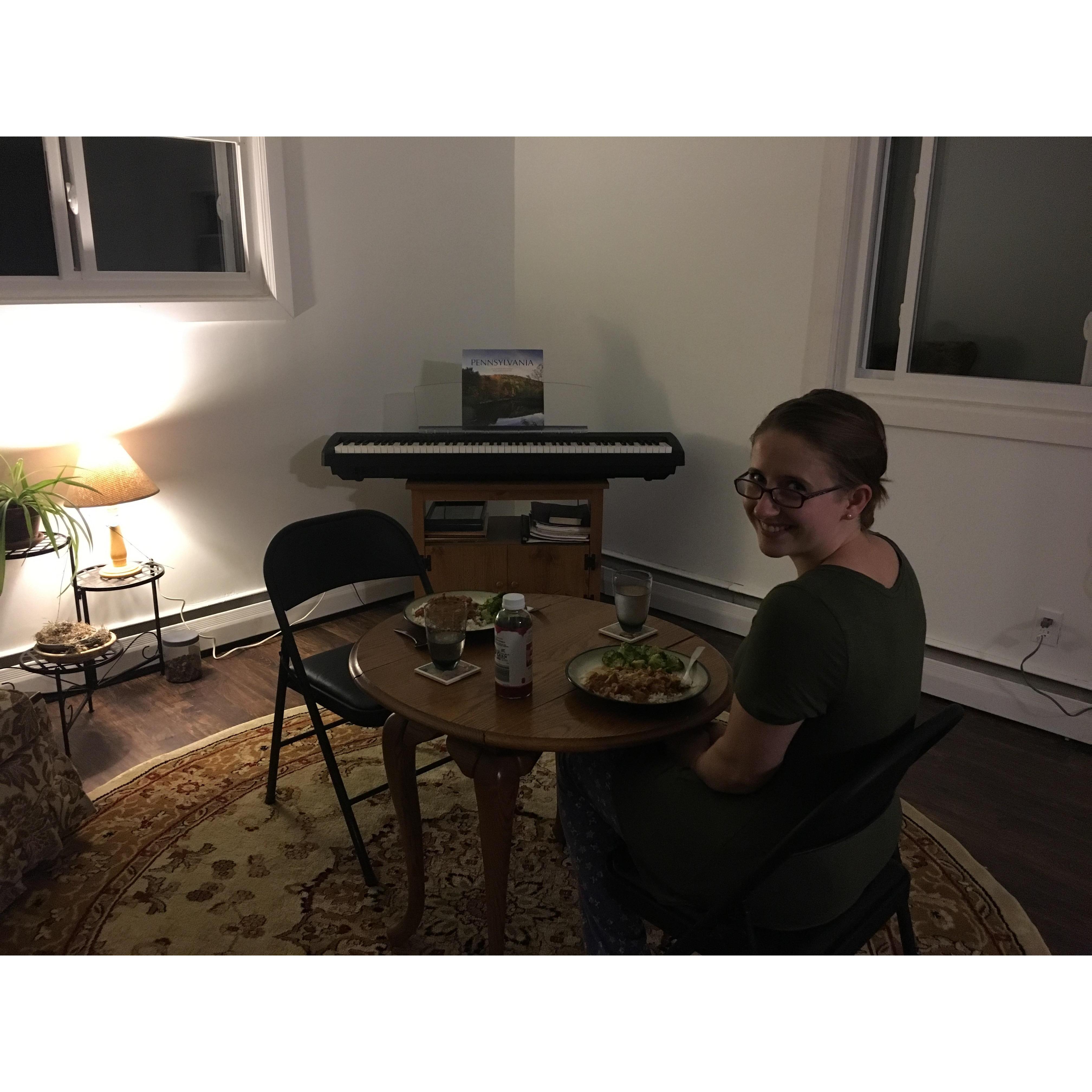 A dinner date in my first apartment in Glassboro, NJ. (September 2018)