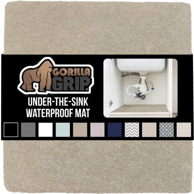 Gorilla Grip Quick Dry Waterproof Under Sink Mat Liner, 24x40, Slip Resistant, Non-Adhesive, Absorbent Mats for Below Sinks, Durable Shelf Liners to Protect Cabinets, Machine Washable, Beige