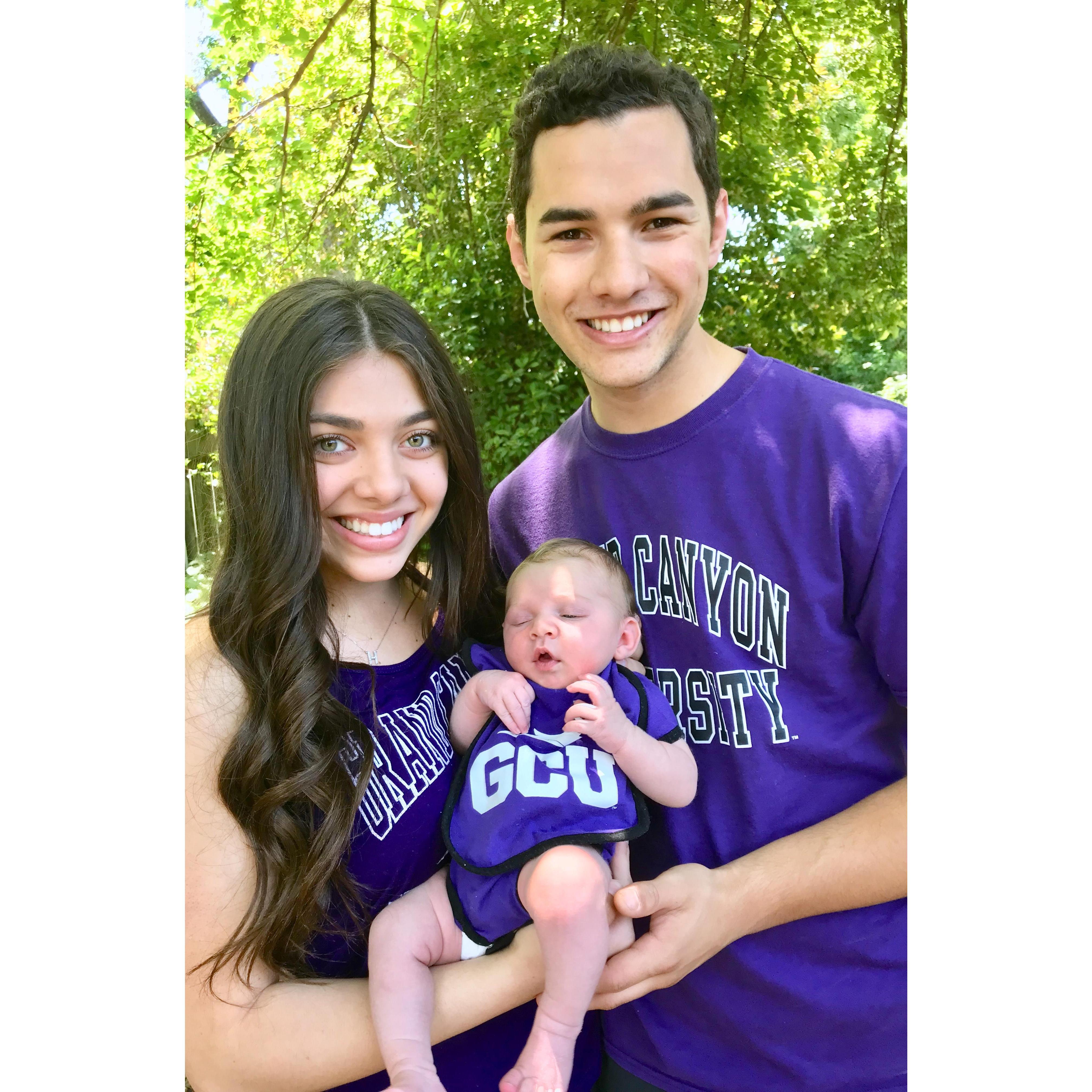 Meeting our niece, Carly, for the first time and reppin' GCU!
