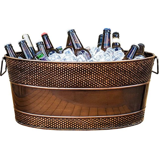 BREKX Aspen Galvanized Copper-Finish Metal Ice and Drink Bucket, Beverage Tub for Parties, 25-Quart
