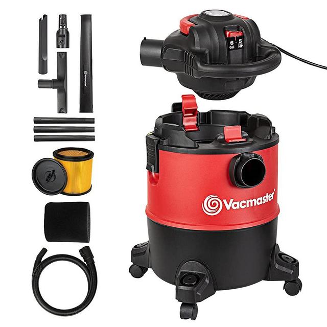 Vacmaster VBVB611PF 1101 6 Gallon 5 Peak HP Wet Dry Shop Vacuum 1-1/4 Inch Hose Powerful Suction with Detachable Blower