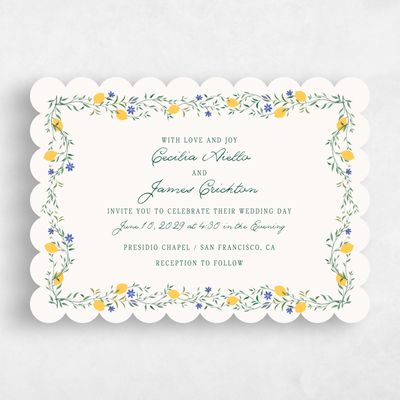 Beige Scalloped Wedding Invitation - Brume Landscape