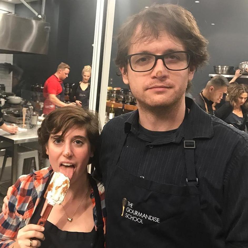 Our first cooking class covered in chocolate.