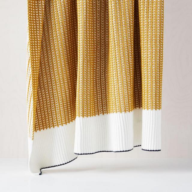 Cotton Stripe Edge Throw, 50"x60", Dark Horseradish