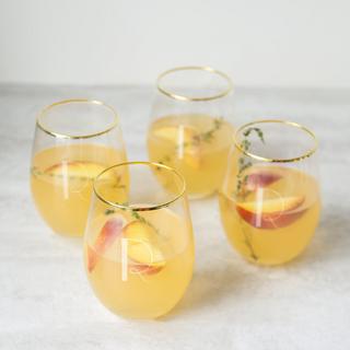 Personalized Gold Rim Stemless Wine Glass, Set of 4