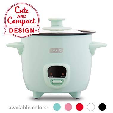 Dash DRCM200GBAQ04 Mini Rice Cooker Steamer with Removable Nonstick Pot, Keep Warm Function & Recipe Guide, Aqua