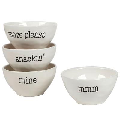 It's Just Words Ceramic Dessert Bowls 28oz White - Set of 4