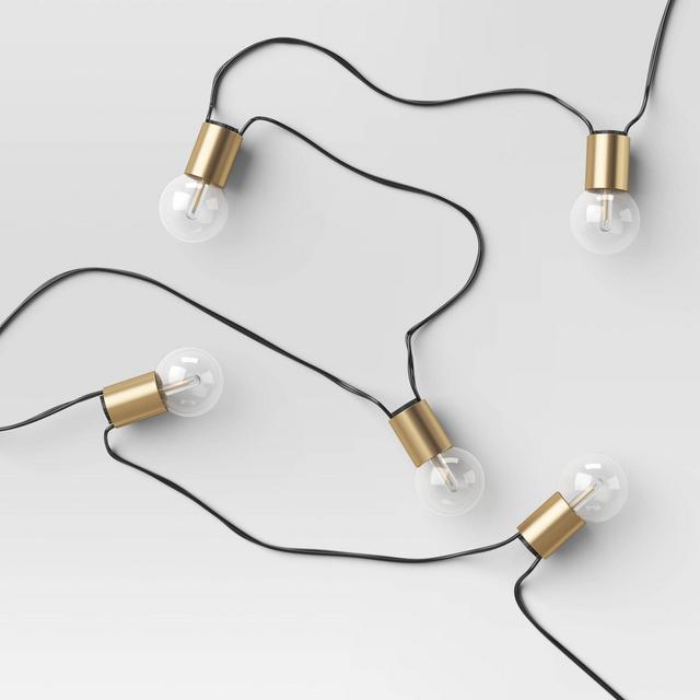 10ct LED Globe String Lights with Brass Finish - Threshold™