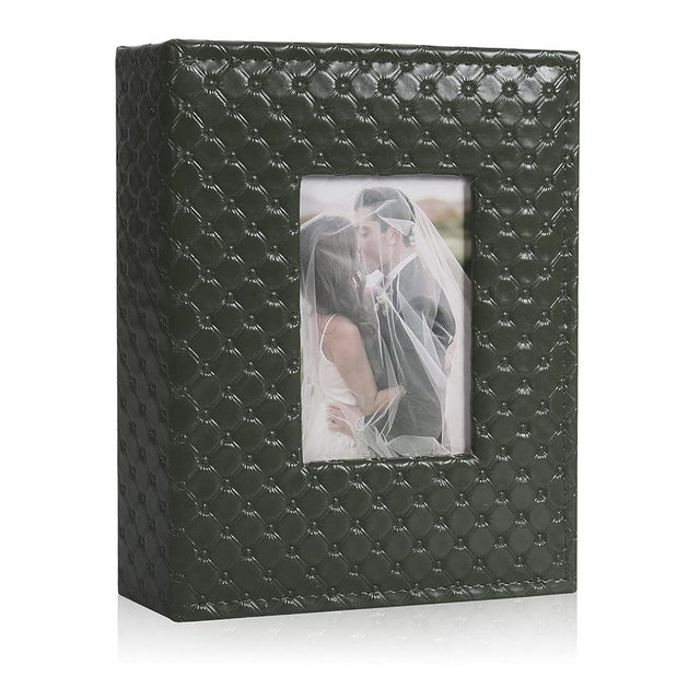 RECUTMS 200 Pocket Photo Album 4x6 Small PU Leather Cover Picture Album Book Personalized Photo Book with Black Inner Pages for Wedding Family Baby Anniversary Graduation Travel(Dark Green)