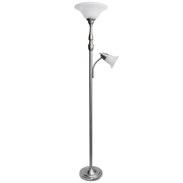 Elegant Designs 2 Light Mother Daughter Floor Lamp with White Marble Glass