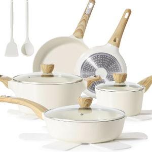 SENSARTE Ceramic Cookware Sets, Pots and Pans Set Non stick, Granite Induction Cookware, Non toxic Healthy Non Stick Kitchen Cooking Set, with Frying Pans Set, PFAS PTFE PFOA PFOS Free,14 Pcs
