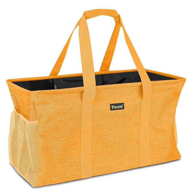 BALEINE Extra Large Utility Tote Bag with Wire Frame for Storage (Yellow, 22''x12''x10'')