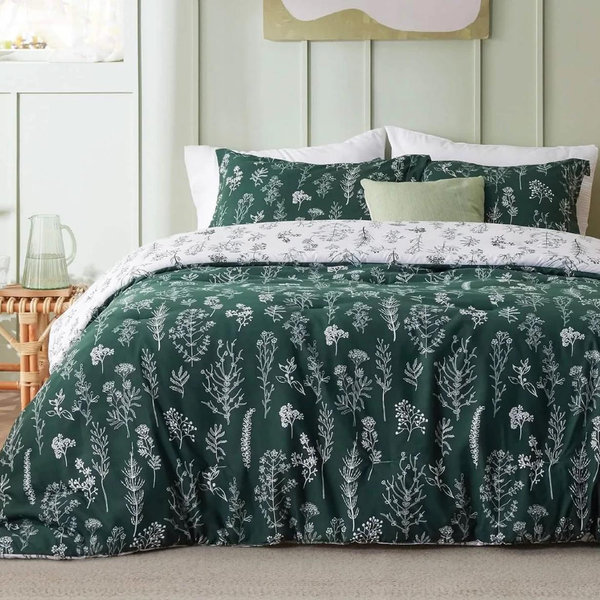 KIBNOF Bedsure Queen Comforter Set - Bed Set, Cute Floral Bedding, Soft Reversible Botanical Flowers Comforter and Pillow Sham | Wayfair