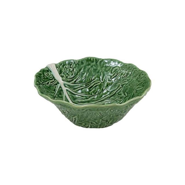 Bordallo Pinheiro Green Cabbage Leaf Deep Salad Serving Bowl, Majolica
