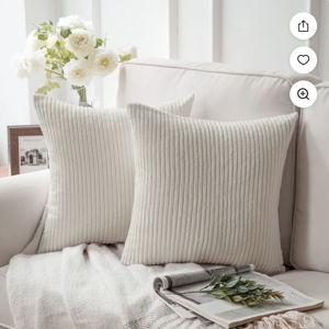 Phantoscope 20" x 20" Modern, Contemporary, Transitional Off White Striped Polyester Throw Pillow , ( 2 Count)