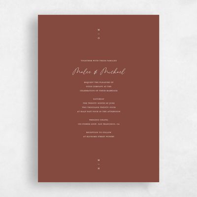 Brown Wedding Invitation - Ivor Portrait