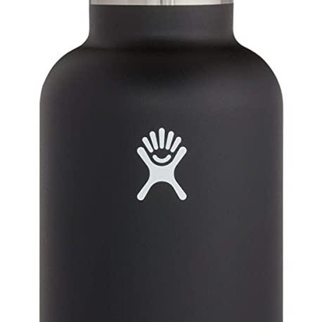 Hydro Flask Water Bottle - Stainless Steel & Vacuum Insulated - Wide Mouth 2.0 with Leak Proof Flex Cap - 64 oz, Black