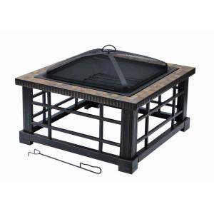 Woodspire 30 in. Square Slate Steel Fire Pit