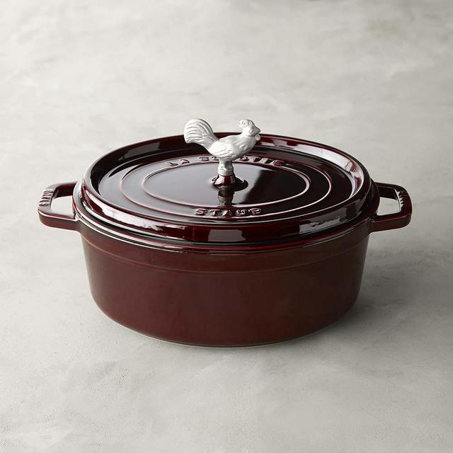 Staub Enameled Cast Iron Coq Au Vin Dutch Oven, 5 3/4-Qt., Grenadine