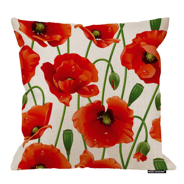 HGOD DESIGNS Red Poppy Flowers Throw Pillow Throw Pillow Case Home Decor Gift Anniversary Day Present 18 X 18 Pillowcase Cushion Cover