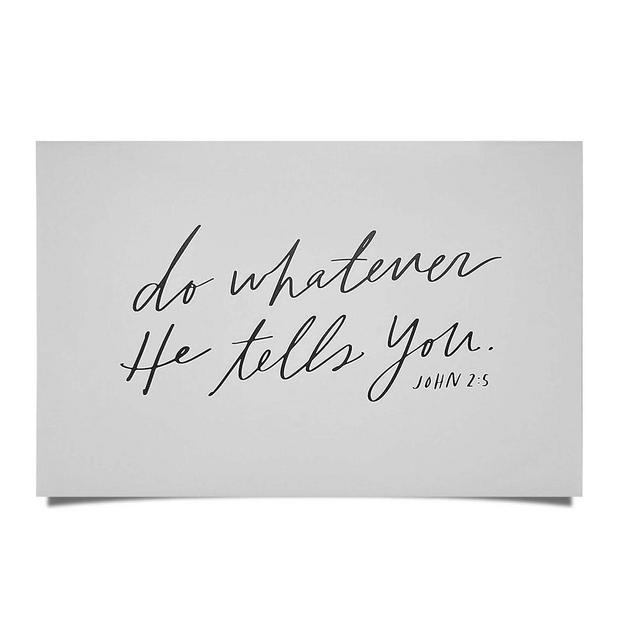 Blessed is She Do whatever He tells you Landscape Lettered Poster | 24×36 Motivational Wall Poster for Home Decor, Office Decor & Wall Decor | Unframed Canvas wall art | Ready To Hang