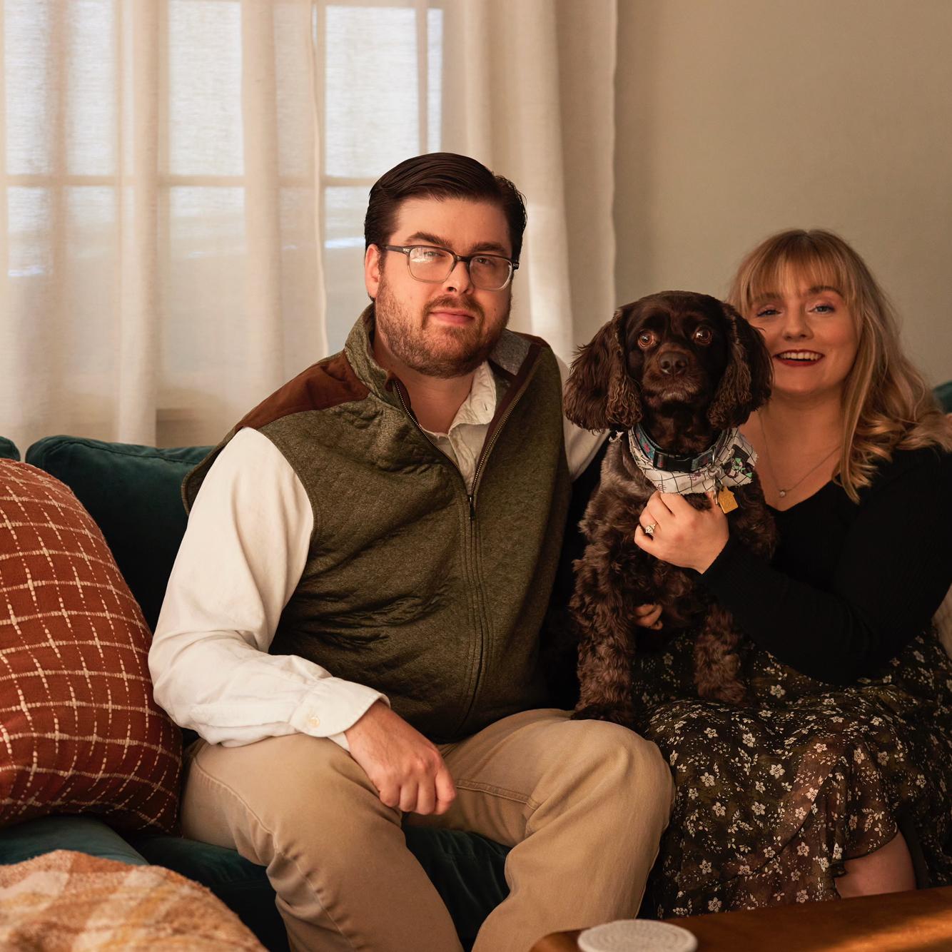 Family photo with our fur baby, Lizzie.