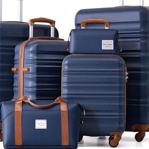 Navy Color- LONG VACATION Luggage Set 6 Piece Luggage ABS hardshell TSA Lock Spinner Wheels Luggage Carry on Suitcase (NAVY, 6 piece set)