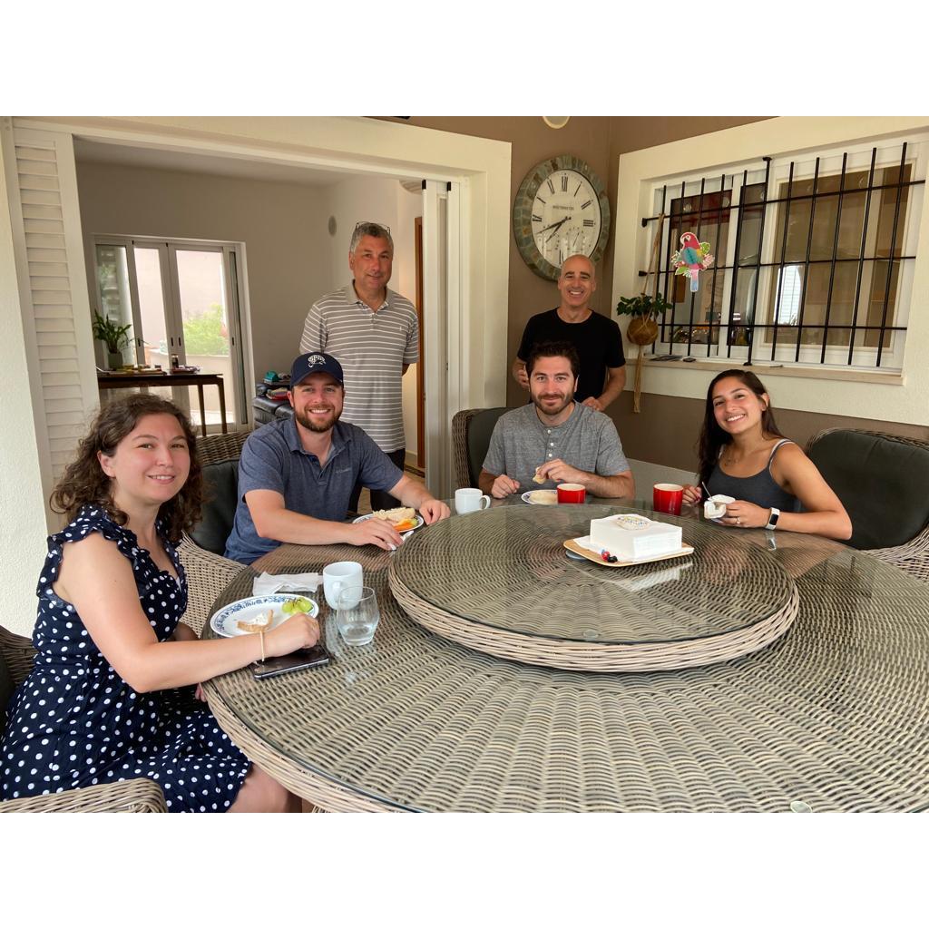 Carlye, Derek, Charlie, Matt, Ithai, and Nicole enjoying breakfast in Itai's beautiful home in Lagos 2023