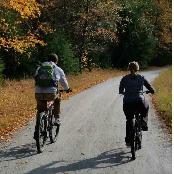 Biking together in PA (shortly afterwards Beckie was knocked off her bike by Brandon...)