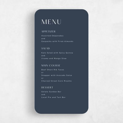 Blue Rounded Wedding Menu - Cerrito