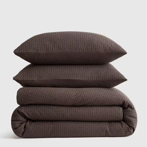 Organic Luxe Honeycomb Duvet Cover Set - Espresso, King/Cal King