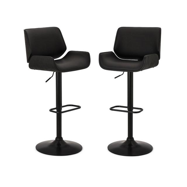 Glitzhome Mid-Century Modern Adjustable Height Swivel Bar Stool, Set Of 2